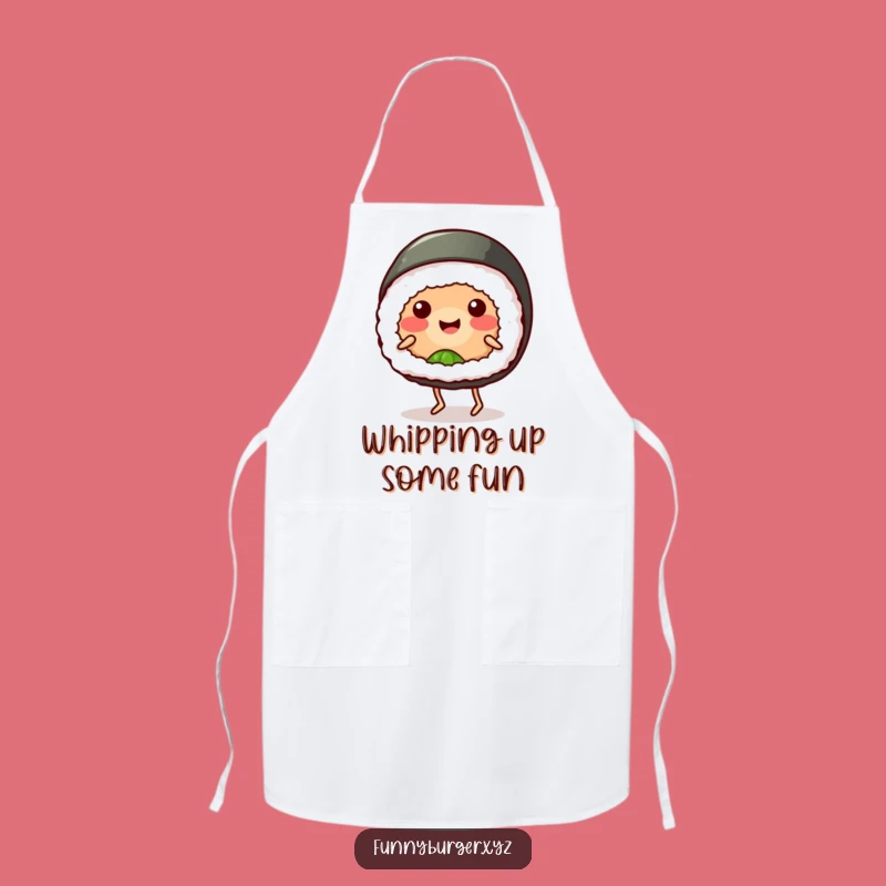 Funny Sushi Roll Dance Apron, Humorous Kitchen Wear for Cooking Fun Gifts