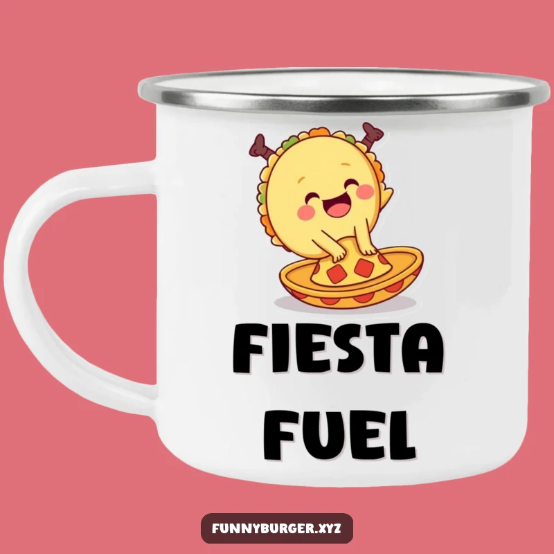 Funny Taco Camping Mug: Durable and Humorous Cartwheel Foodie Enamel Cup