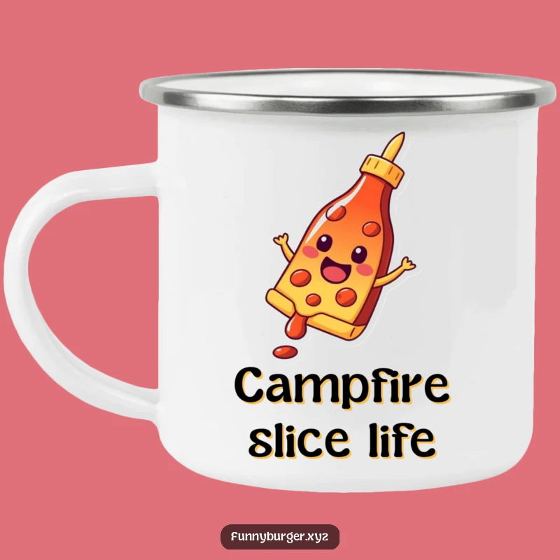 Funny Pizza Slice Camping Mug: Durable and Humorous Sliding Foodie Enamel Cup