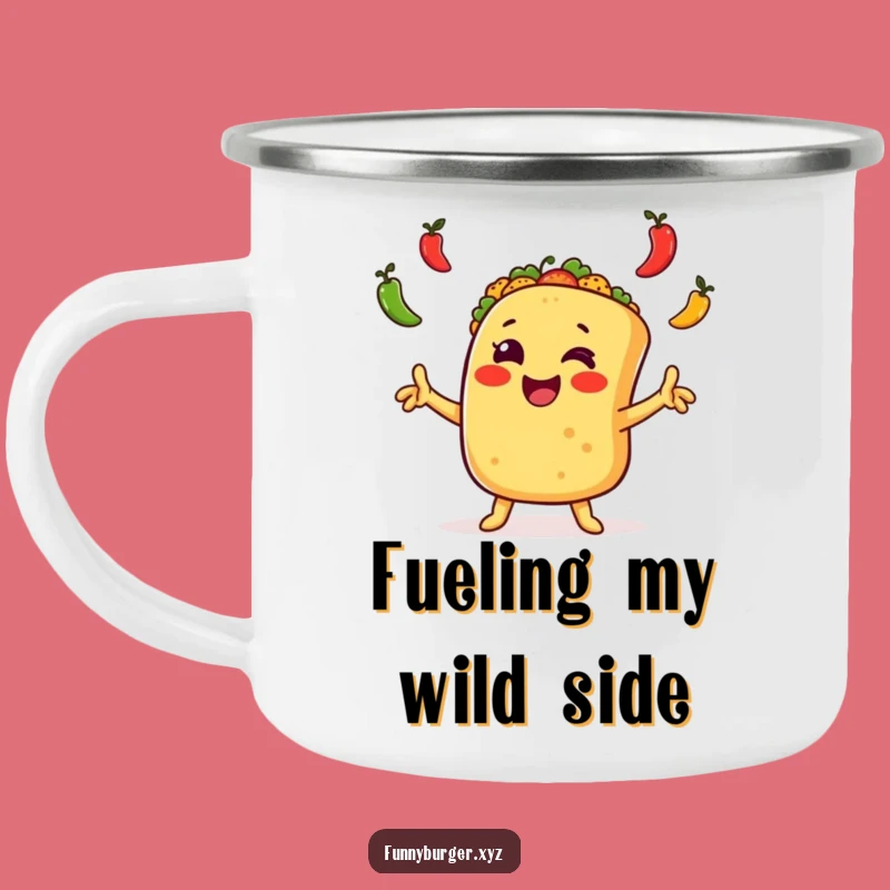 Funny Taco Juggling Camping Mug, Humorous Outdoor Gift for Fiesta Fans