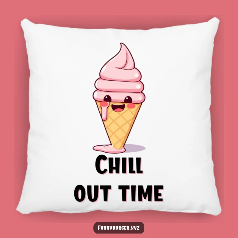 Funny Ice Cream Pillow: Soft and Comfy Melting Food Character Cushion