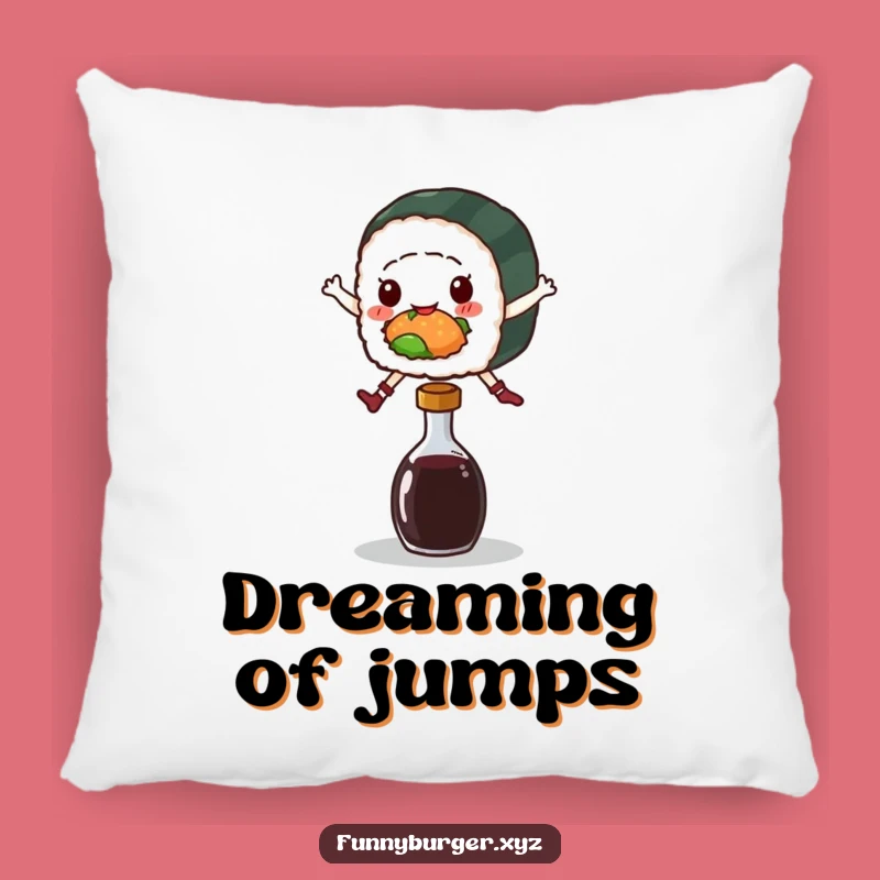 Funny Sushi Leap Pillow - Cozy Comfort and Playful Foodie Decor Gift
