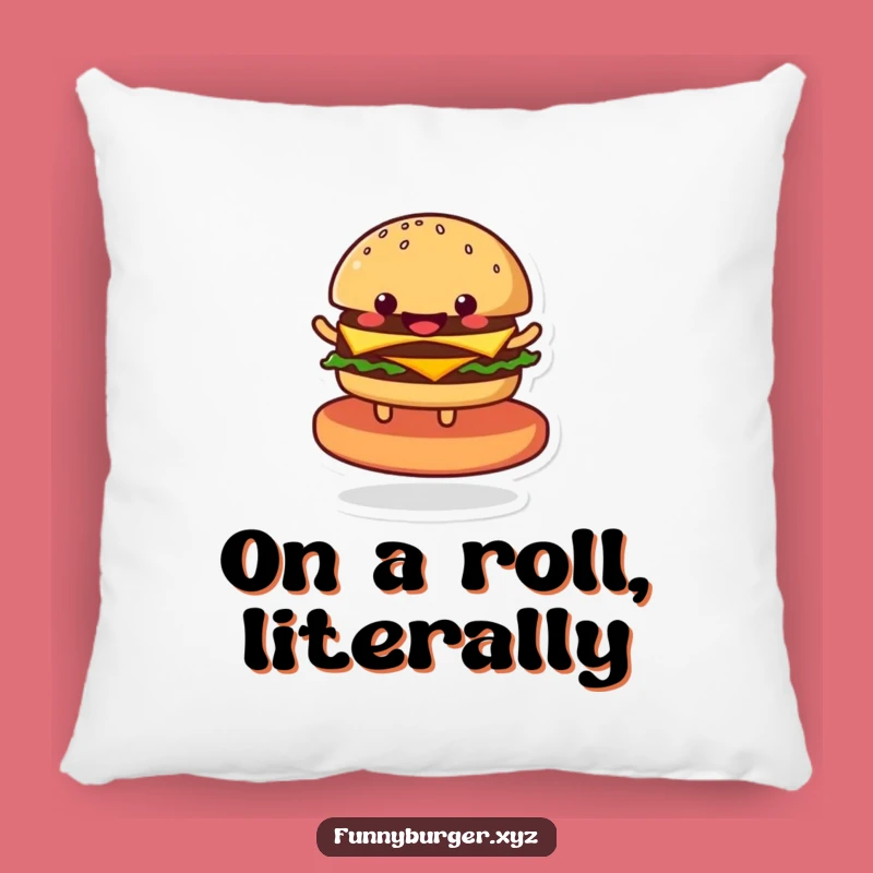 Funny Burger Pillow: Soft and Comfy Spinning Food Character Cushion