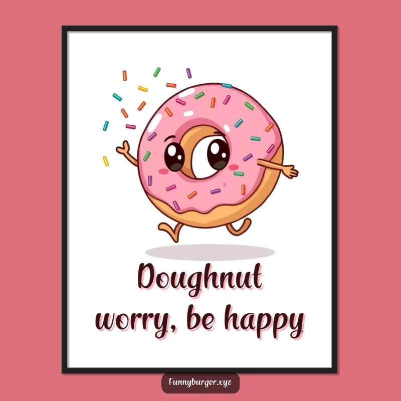 Funny Donut Cartwheel Digital Art, Humorous Printable Gift for Treat Lovers