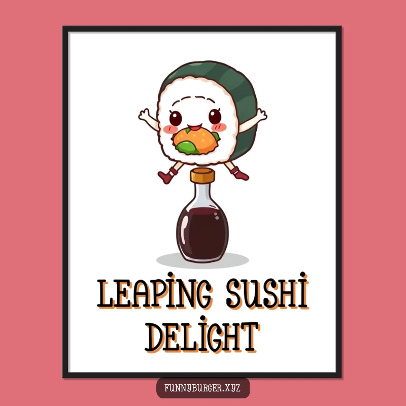 Funny Sushi Leap Digital Art - Instant Playful Food Decor and Gift Idea