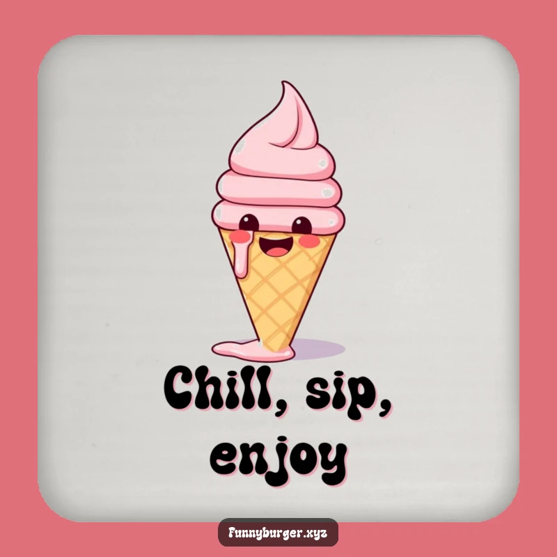 Funny Ice Cream Coasters: Set of Humorous Melting Foodie Drink Protectors