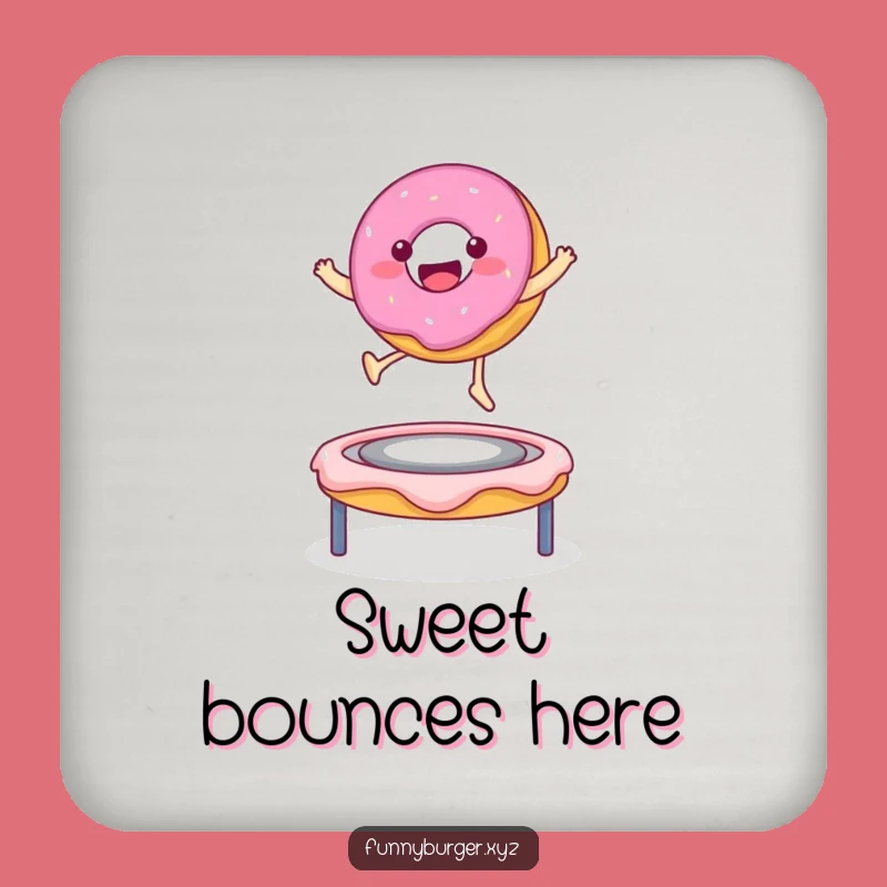 Funny Donut Bounce Drink Coaster - Protect Surfaces with Sweet Food Art Gift