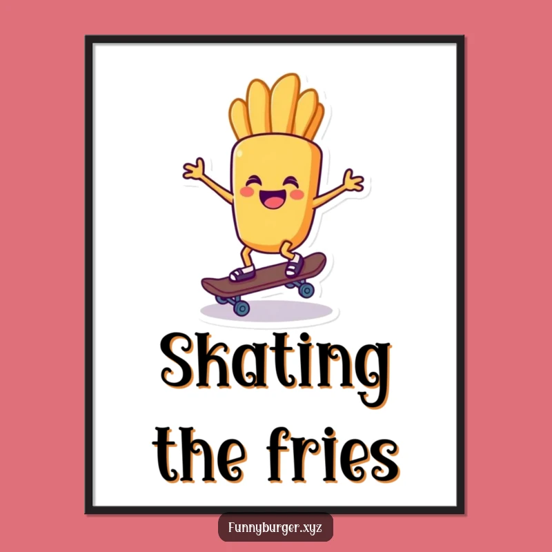 Funny French Fry Skater Poster - Cool Food Art and Playful Decor Gift