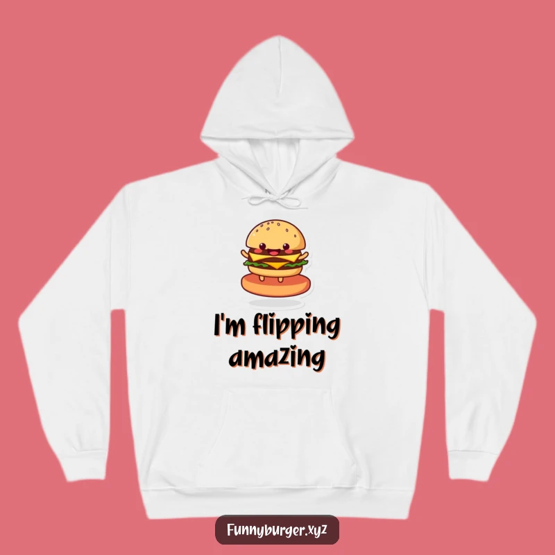 Cozy Funny Burger Hoodie: Warm and Humorous Spinning Food Character Apparel