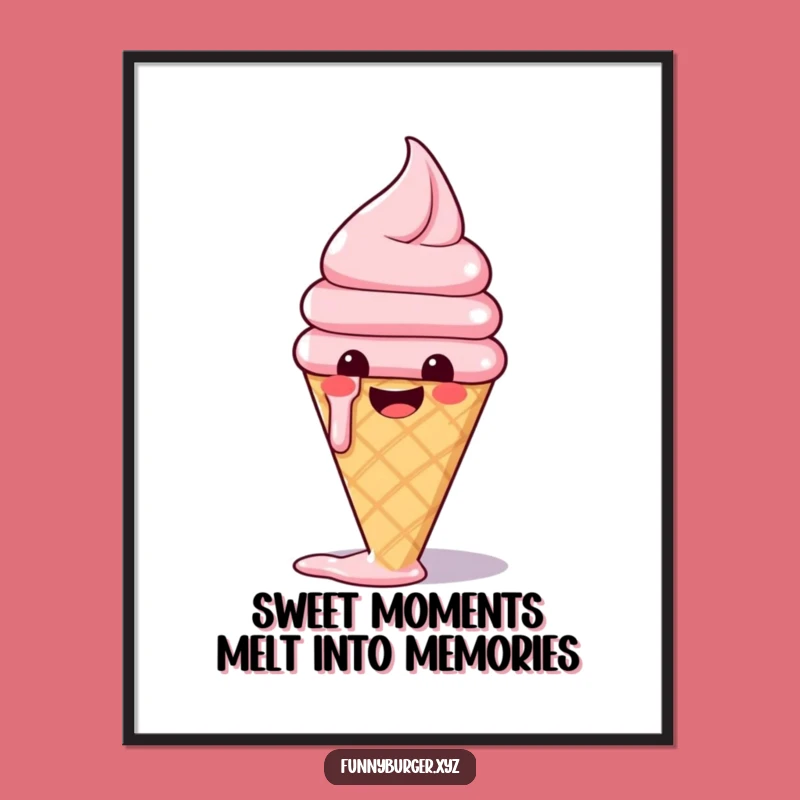 Funny Free Printable Wall Art: Melting Ice Cream Cone Downloadable Decor