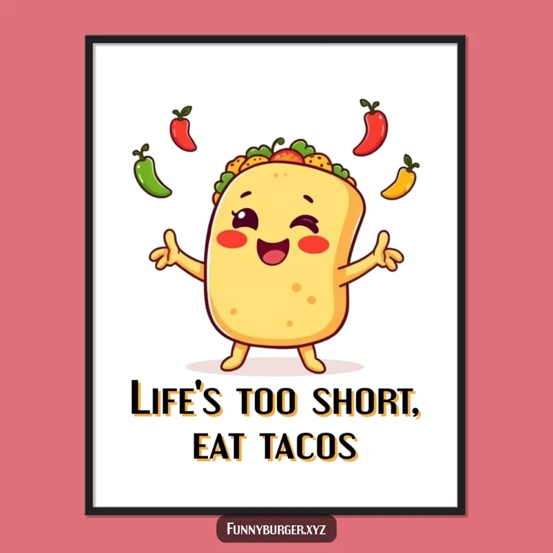 Free Printable Taco Juggling Wall Art: Funny Downloadable Decor for Kitchens