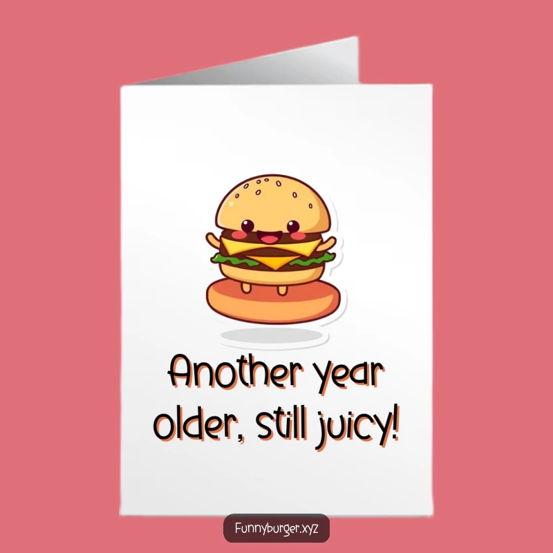 Free Printable Birthday Card: Funny Burger Spinning Joyfully Downloadable Gift