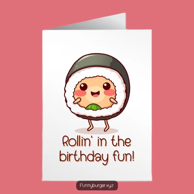 Free Printable Sushi Dance Birthday Card: Funny Downloadable Gift for Foodies