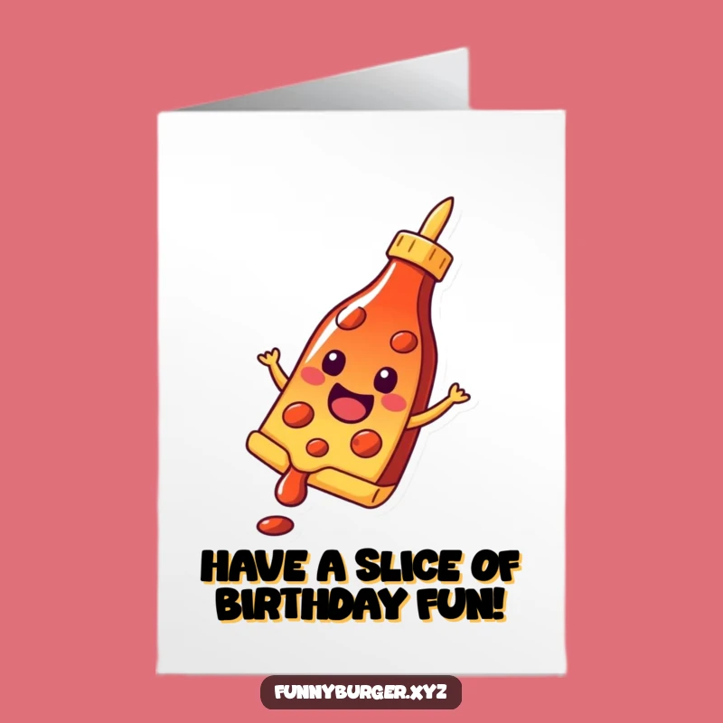 Free Printable Birthday Card: Pizza Slice Sliding to Celebrate!