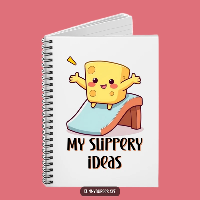 Funny Cheese Sliding Notebook, Humorous Journal for Foodie Notes Gifts