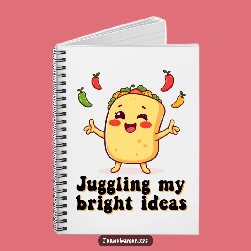 Funny Taco Juggling Notebook, Humorous Journal for Foodie Notes Gifts