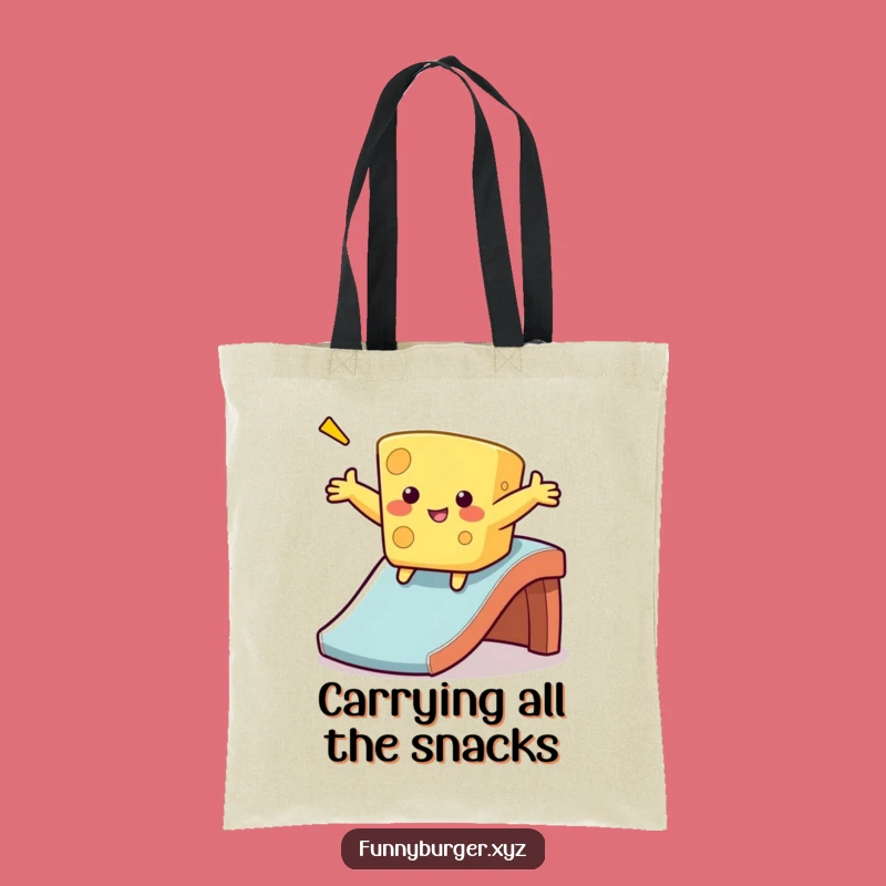 Funny Cheese Sliding Tote Bag, Humorous and Practical Gift for Foodies