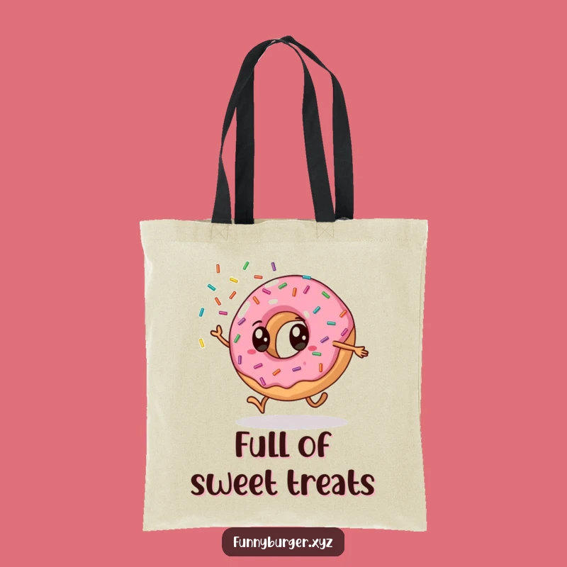 Funny Donut Cartwheel Tote Bag, Humorous and Practical Gift for Treat Lovers