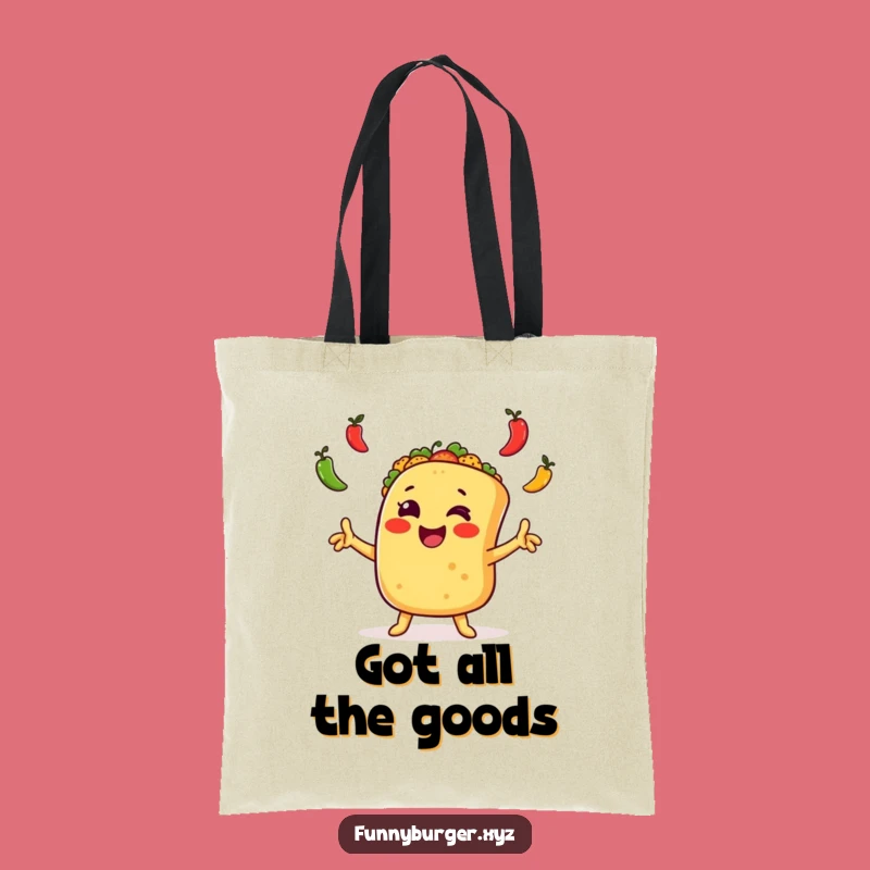 Funny Taco Juggling Tote Bag, Humorous and Practical Gift for Foodies